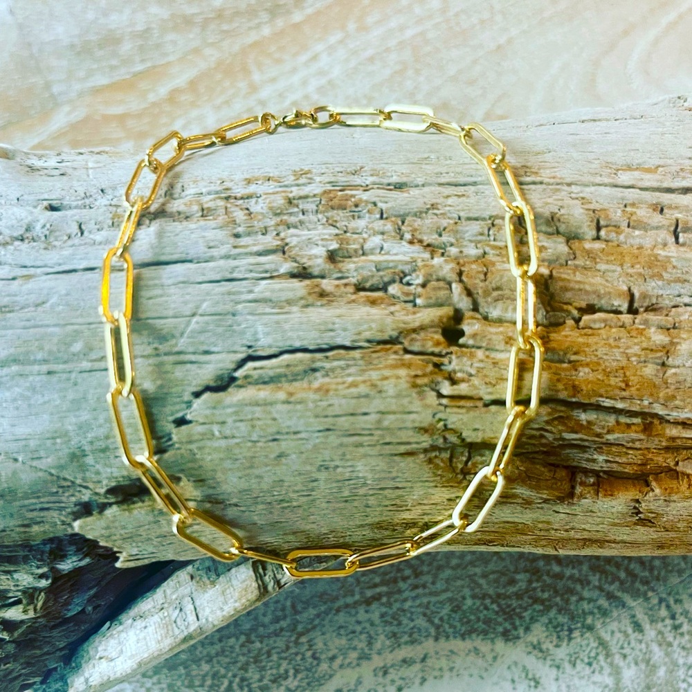 14k gold filled paperclip necklace with 3 x 8.8 mm links